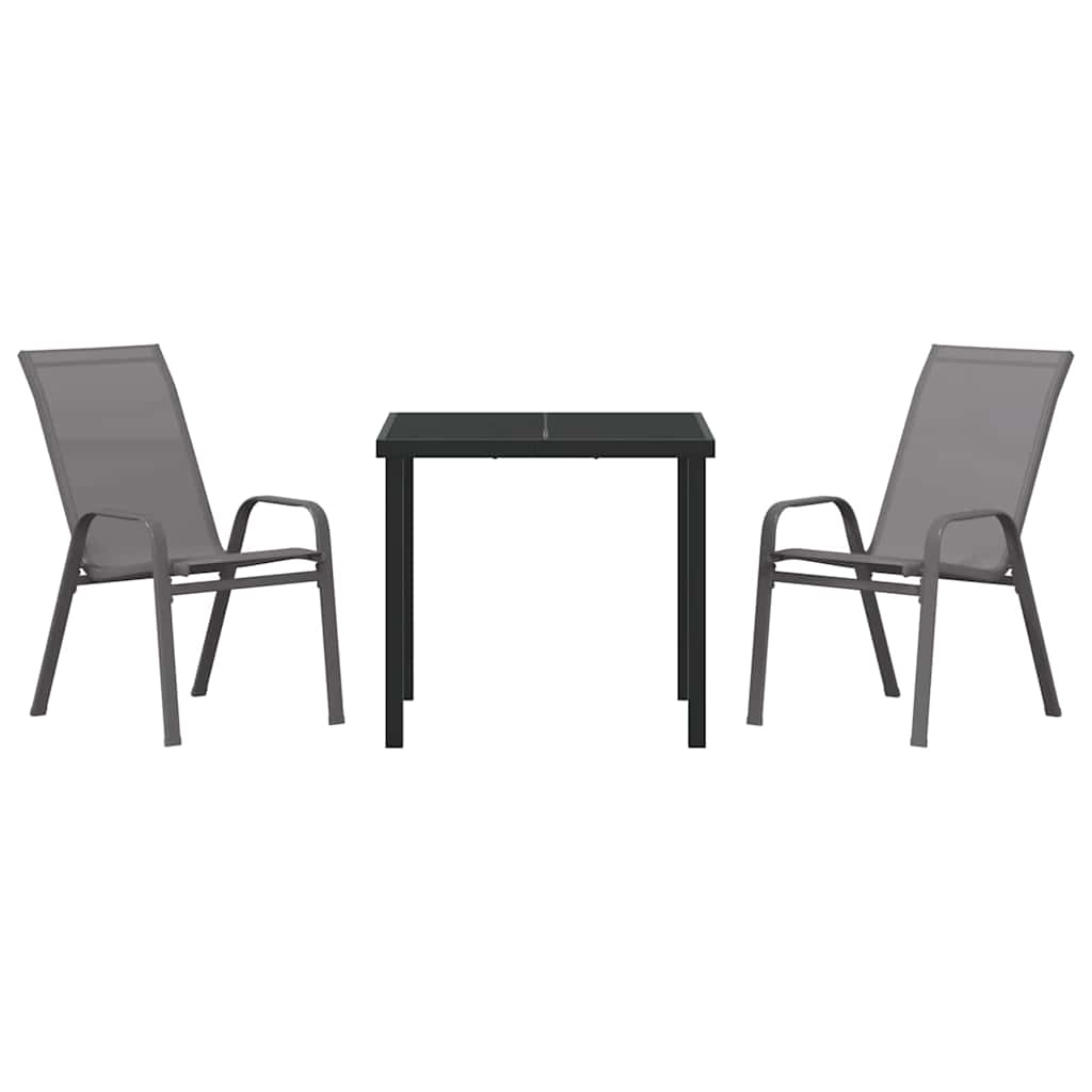 Garten Essgruppe 3 pcs Grau und Schwarz