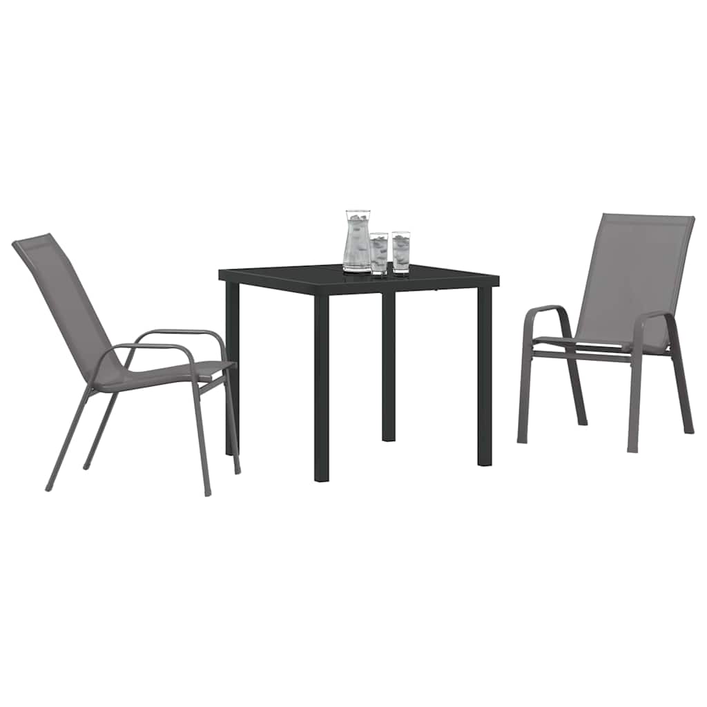 Garten Essgruppe 3 pcs Grau und Schwarz