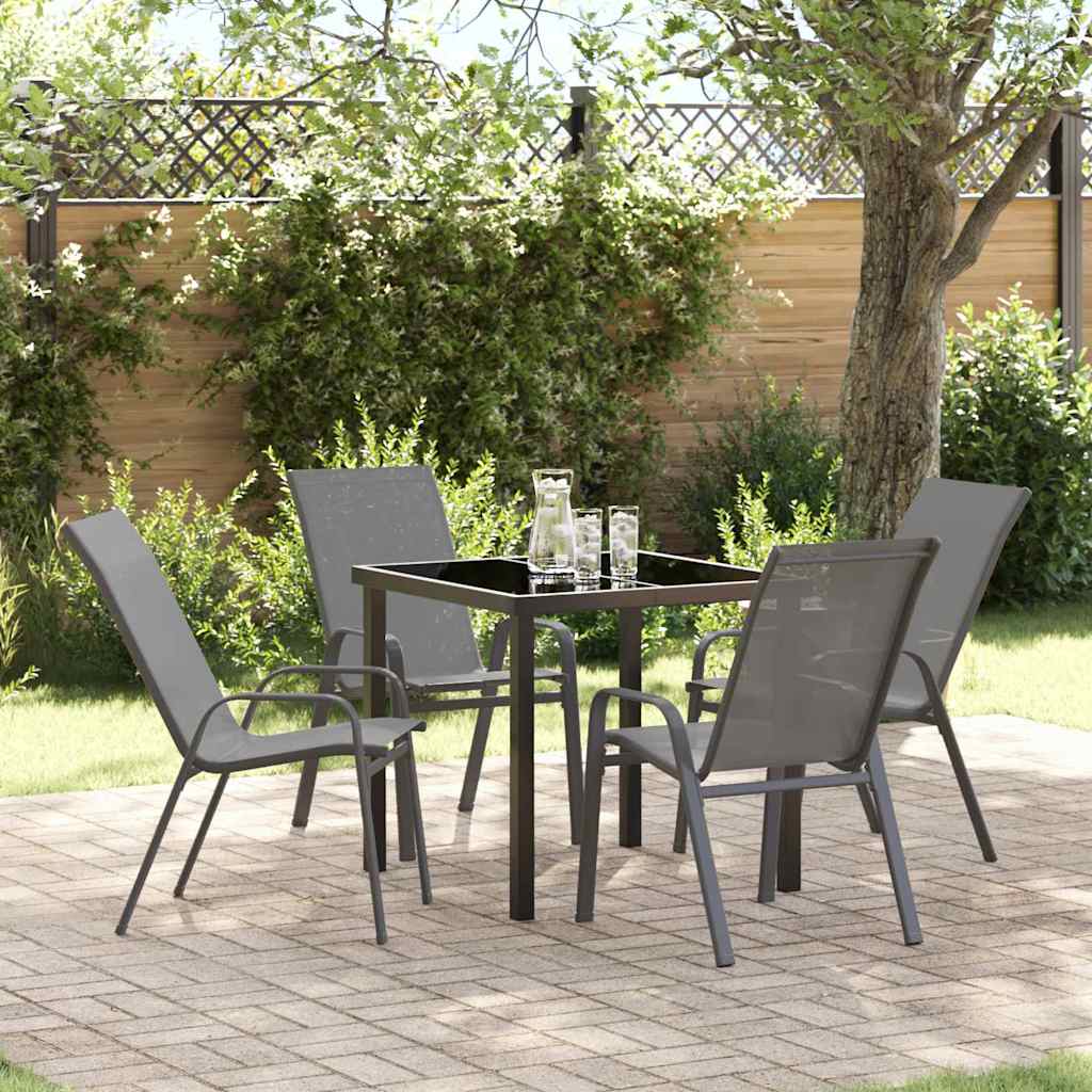 Garten Essgruppe 5 pcs Grau und Schwarz