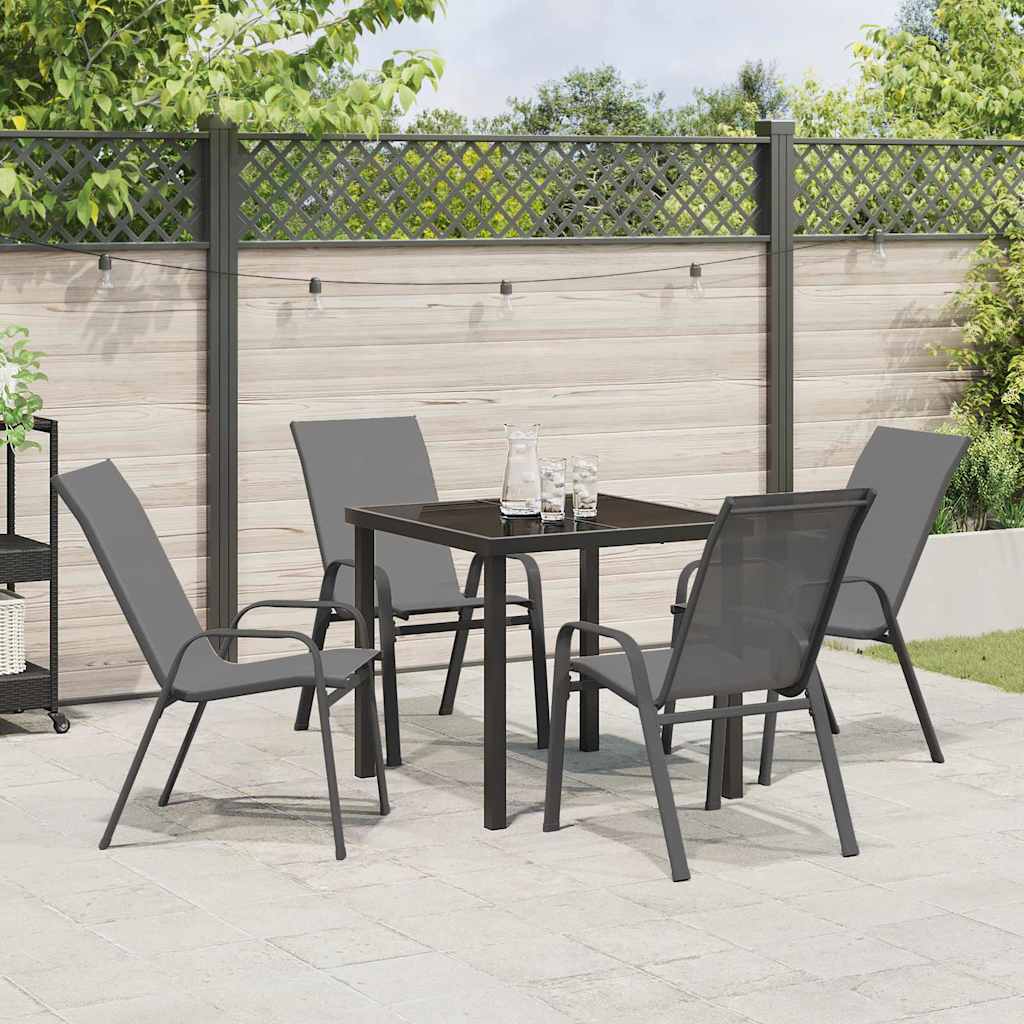 Garten Essgruppe 5 pcs Grau und Schwarz