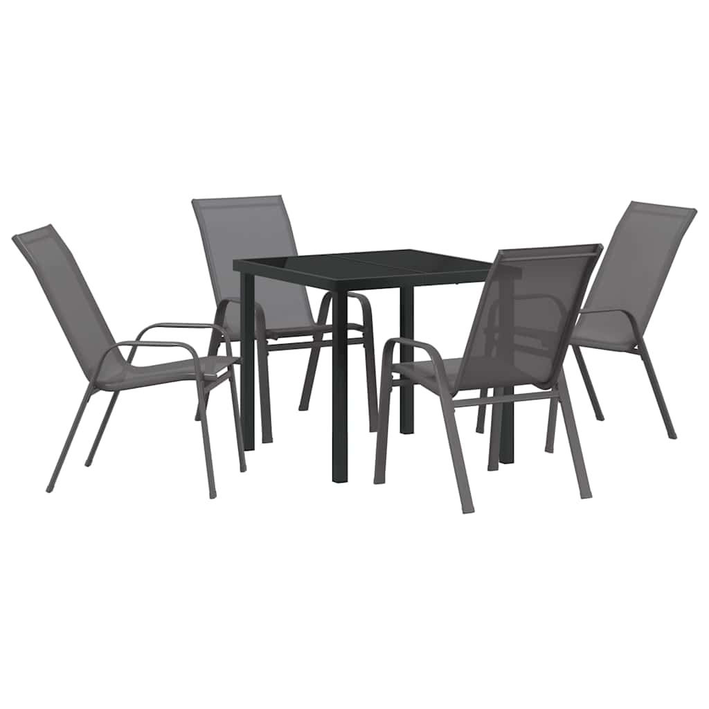 Garten Essgruppe 5 pcs Grau und Schwarz