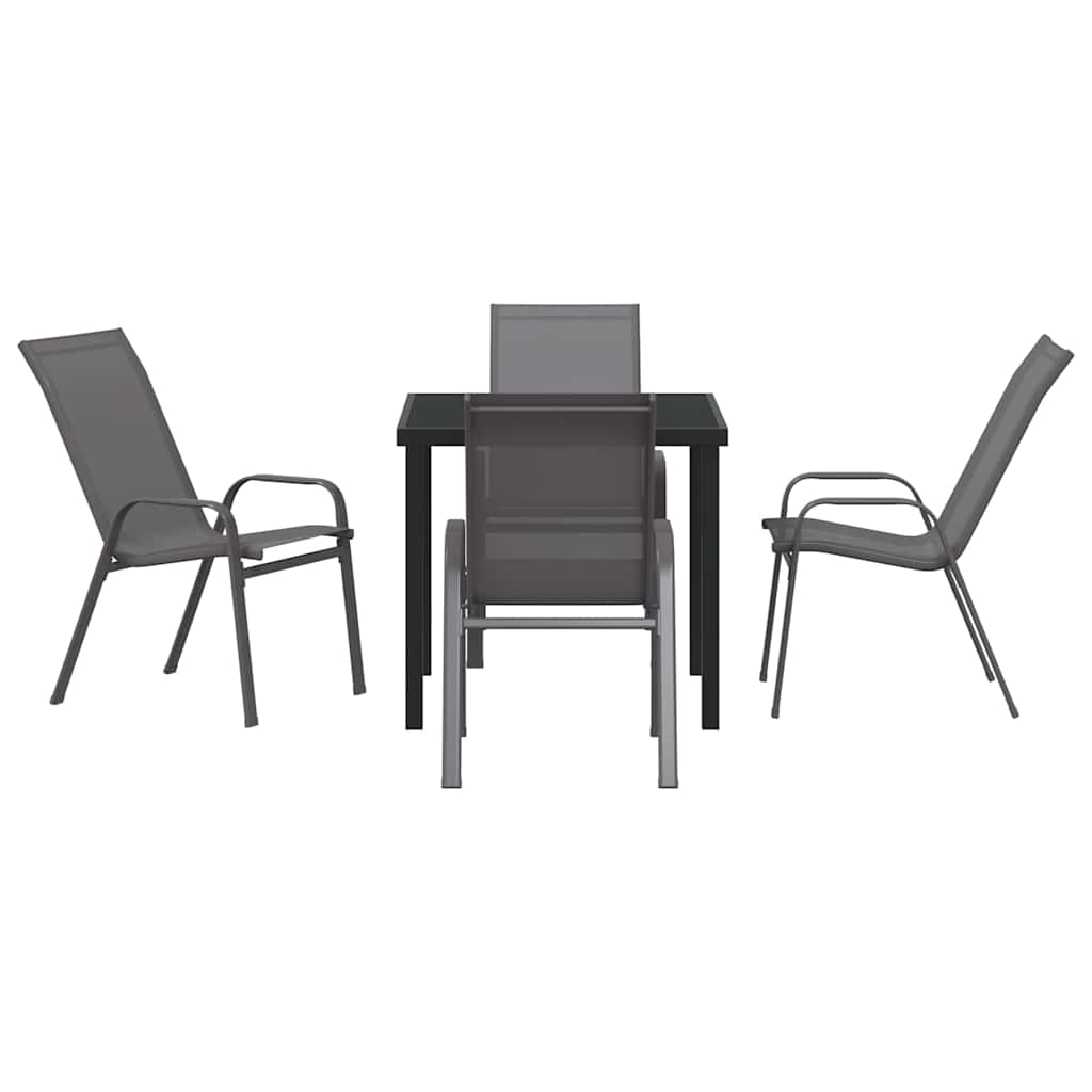 Garten Essgruppe 5 pcs Grau und Schwarz