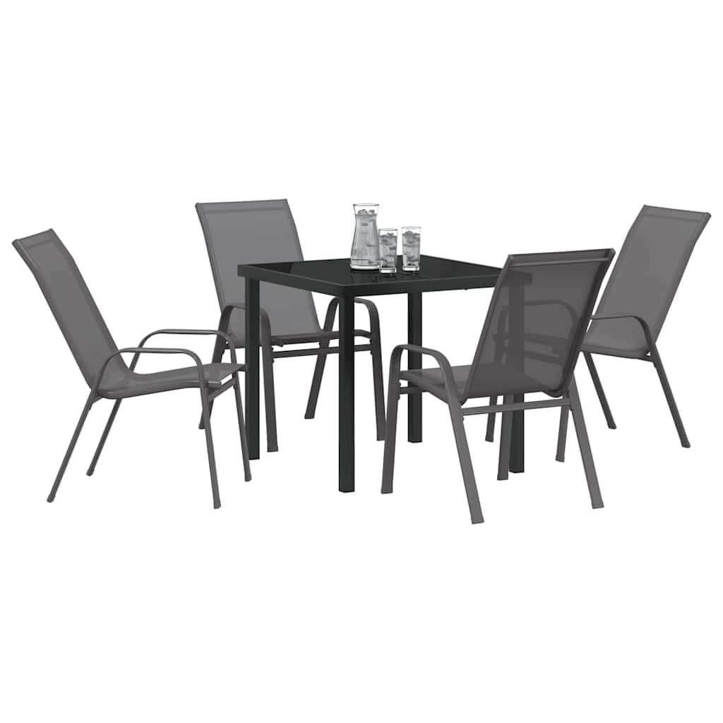 Garten Essgruppe 5 pcs Grau und Schwarz