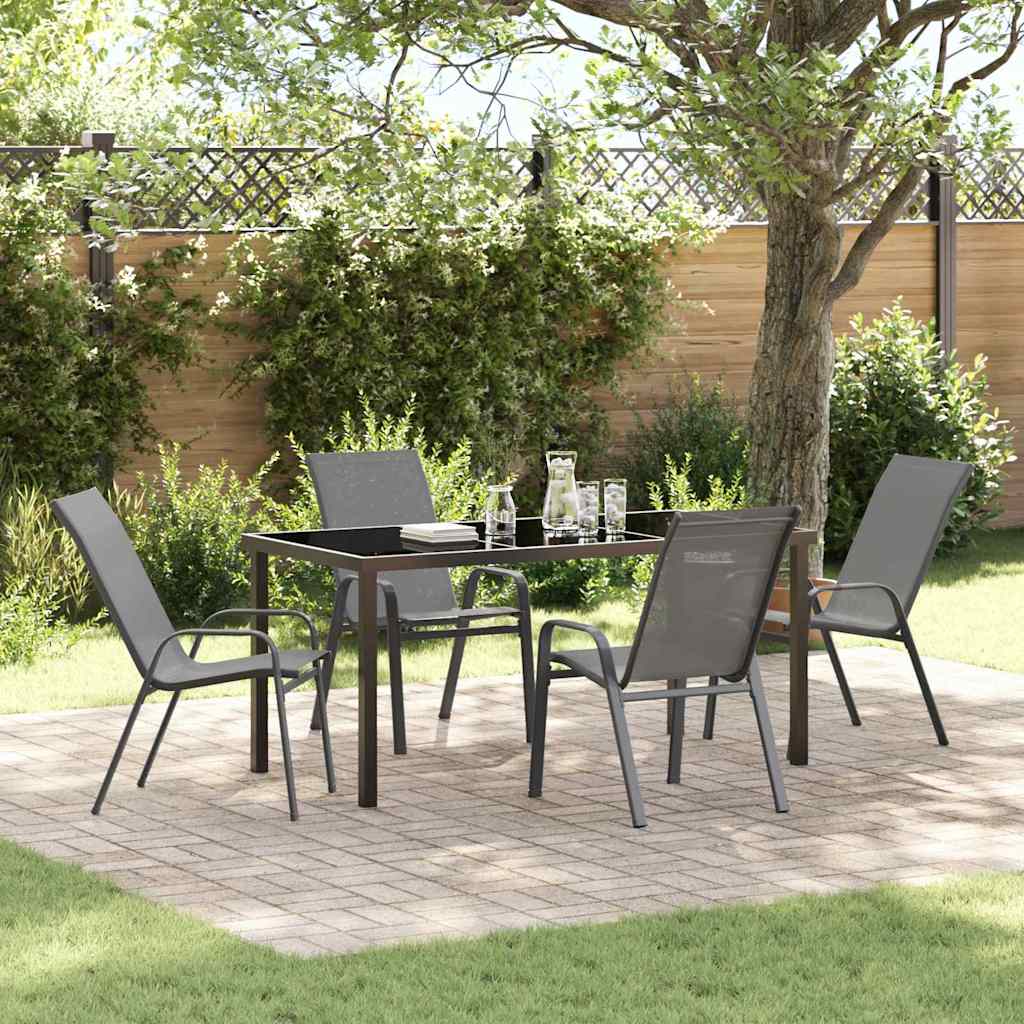 Garten Essgruppe 5 pcs Grau und Schwarz