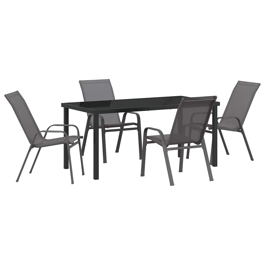 Garten Essgruppe 5 pcs Grau und Schwarz