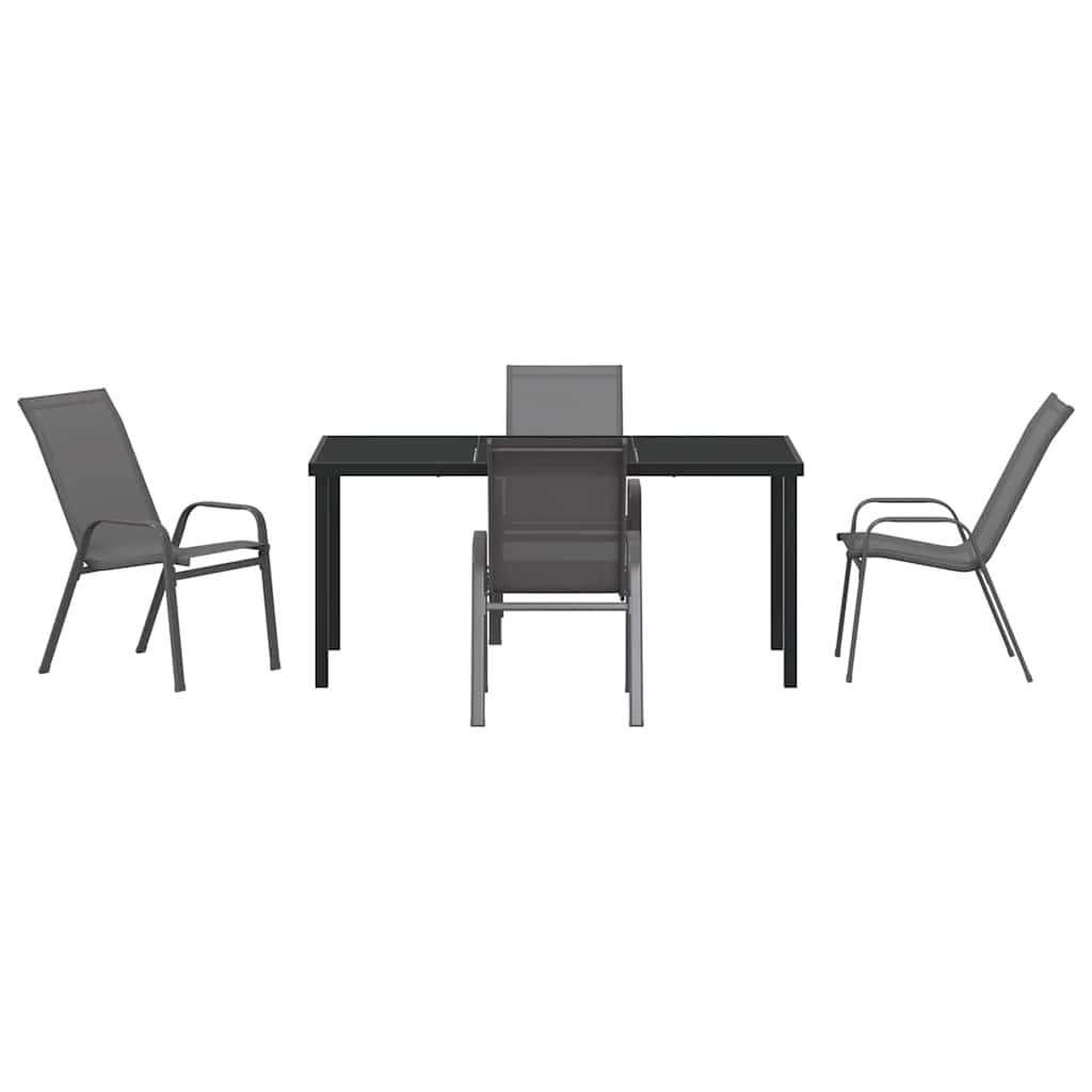 Garten Essgruppe 5 pcs Grau und Schwarz