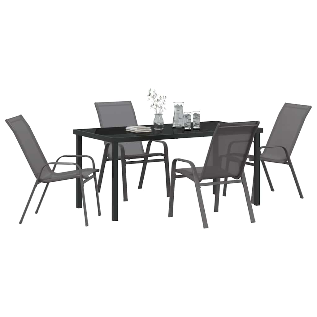 Garten Essgruppe 5 pcs Grau und Schwarz