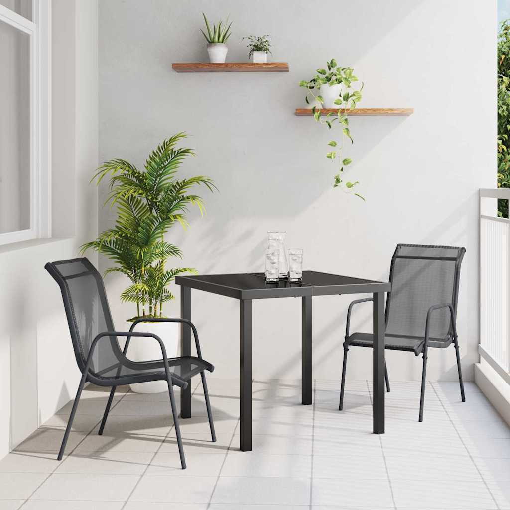 Garten Essgruppe 3 pcs Schwarz Pulverbeschichteter Stahl