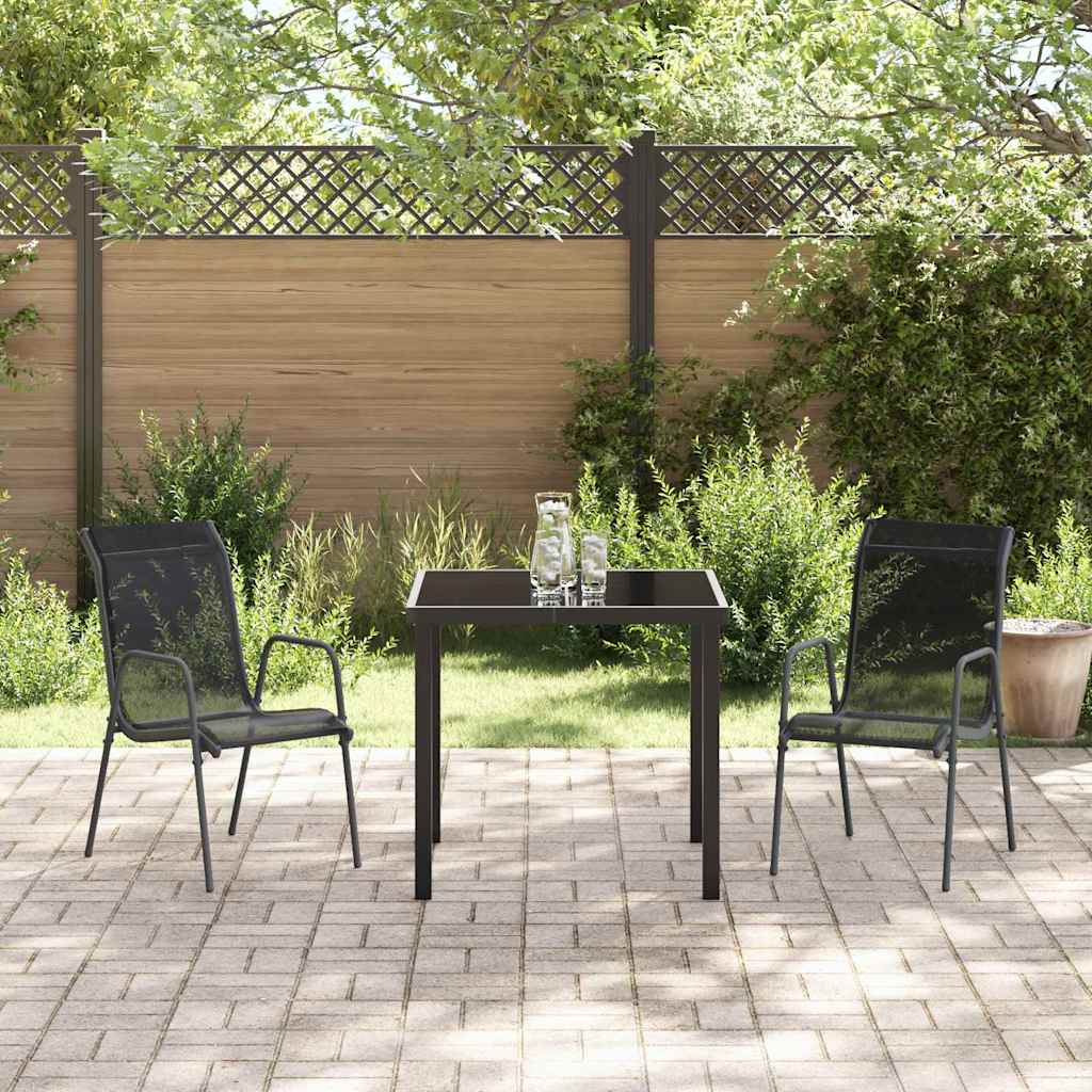 Garten Essgruppe 3 pcs Schwarz Pulverbeschichteter Stahl