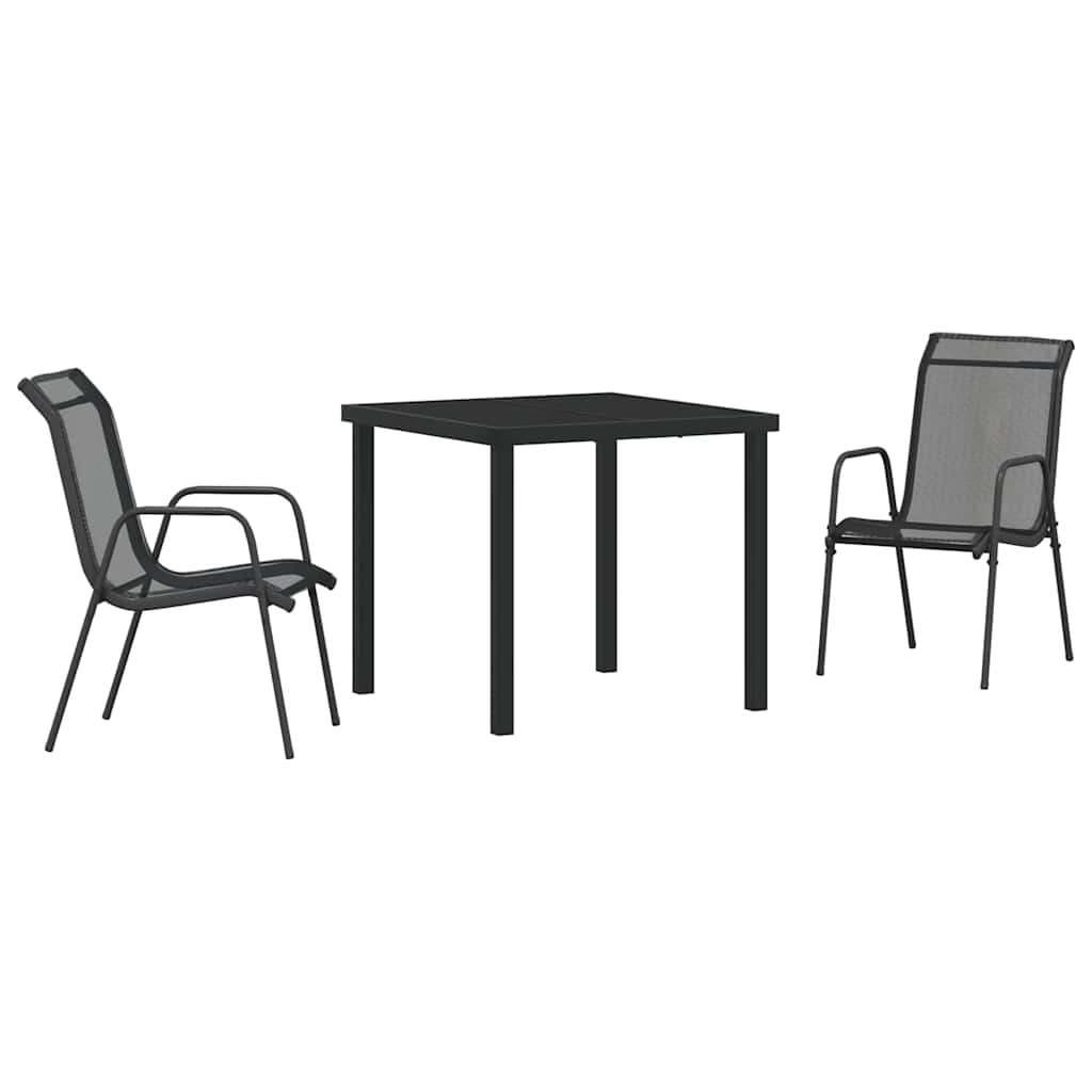 Garten Essgruppe 3 pcs Schwarz Pulverbeschichteter Stahl