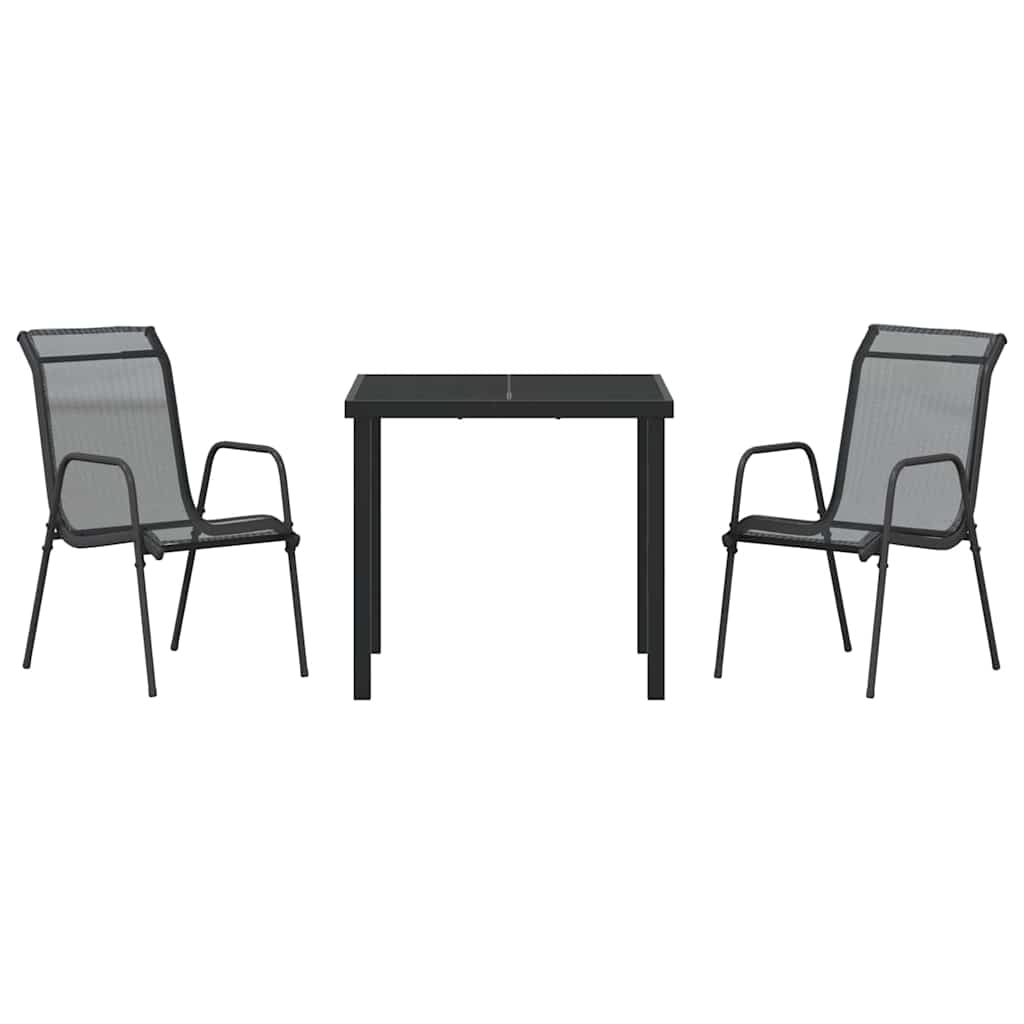Garten Essgruppe 3 pcs Schwarz Pulverbeschichteter Stahl