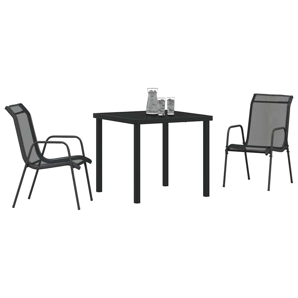 Garten Essgruppe 3 pcs Schwarz Pulverbeschichteter Stahl