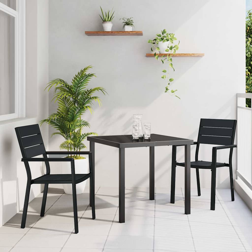 Garten Essgruppe 3 pcs Schwarz Pulverbeschichteter Stahl