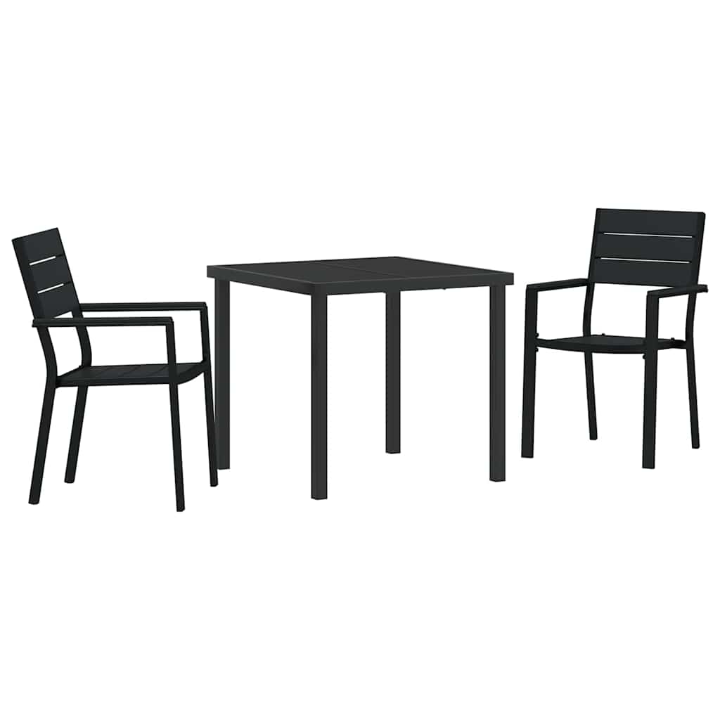Garten Essgruppe 3 pcs Schwarz Pulverbeschichteter Stahl