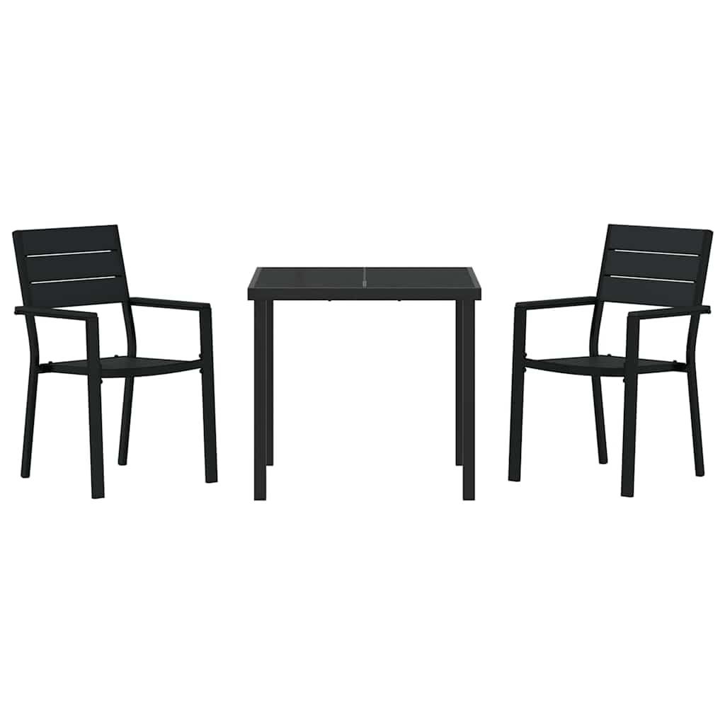 Garten Essgruppe 3 pcs Schwarz Pulverbeschichteter Stahl