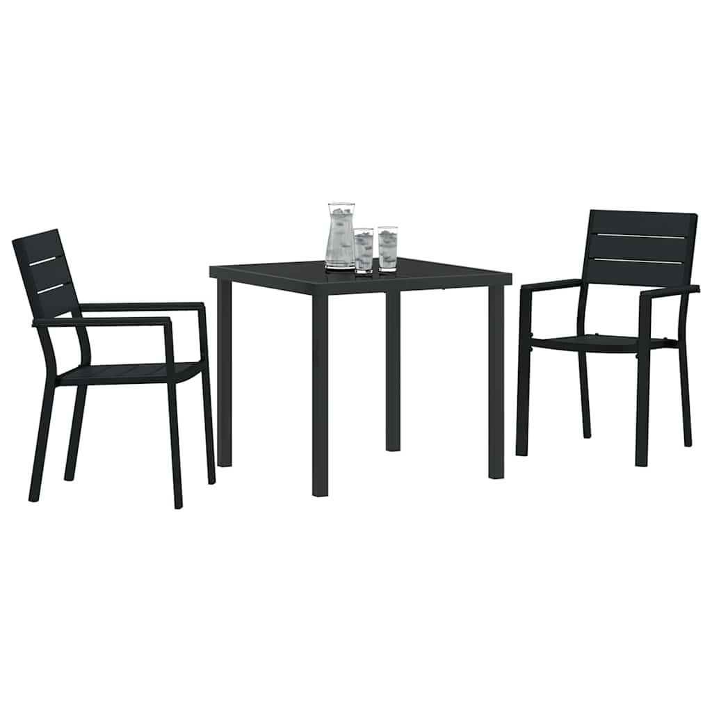 Garten Essgruppe 3 pcs Schwarz Pulverbeschichteter Stahl