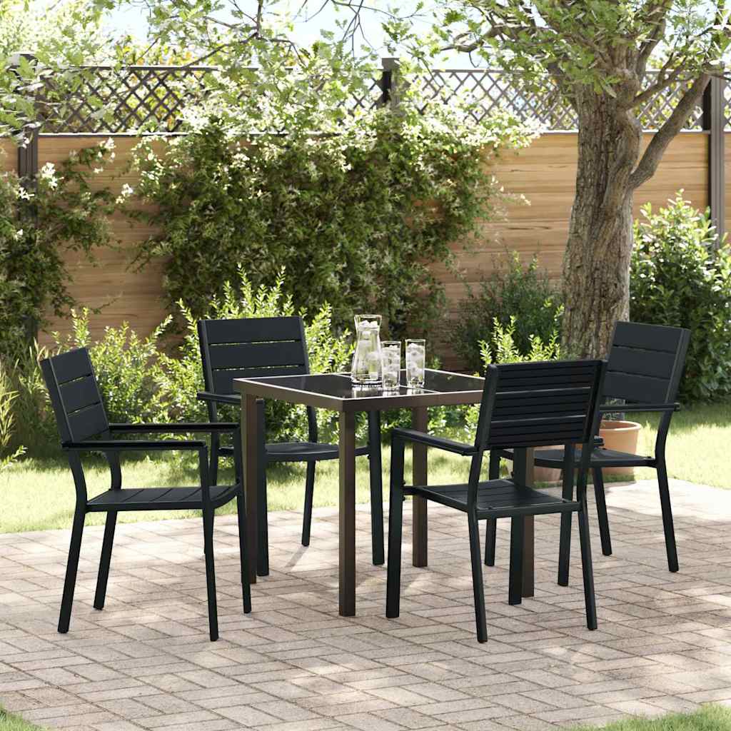 Garten Essgruppe 5 pcs Schwarz Pulverbeschichteter Stahl