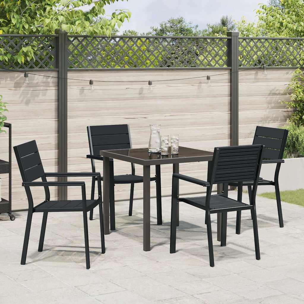 Garten Essgruppe 5 pcs Schwarz Pulverbeschichteter Stahl