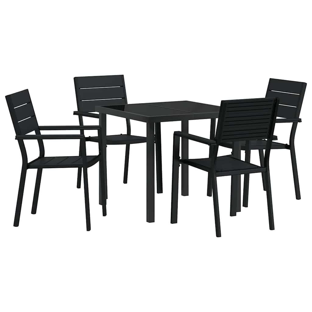 Garten Essgruppe 5 pcs Schwarz Pulverbeschichteter Stahl