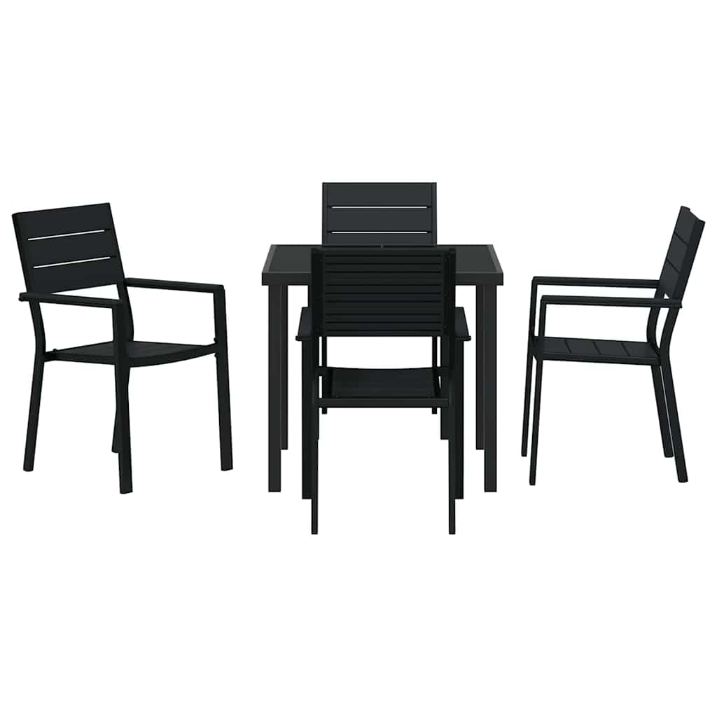 Garten Essgruppe 5 pcs Schwarz Pulverbeschichteter Stahl