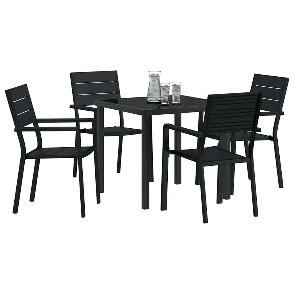 Garten Essgruppe 5 pcs Schwarz Pulverbeschichteter Stahl