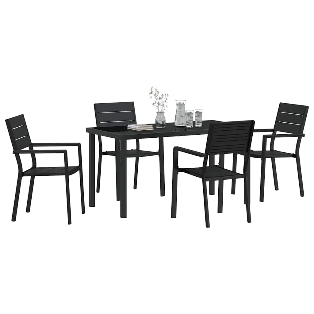 Garten Essgruppe 5 pcs Schwarz Pulverbeschichteter Stahl