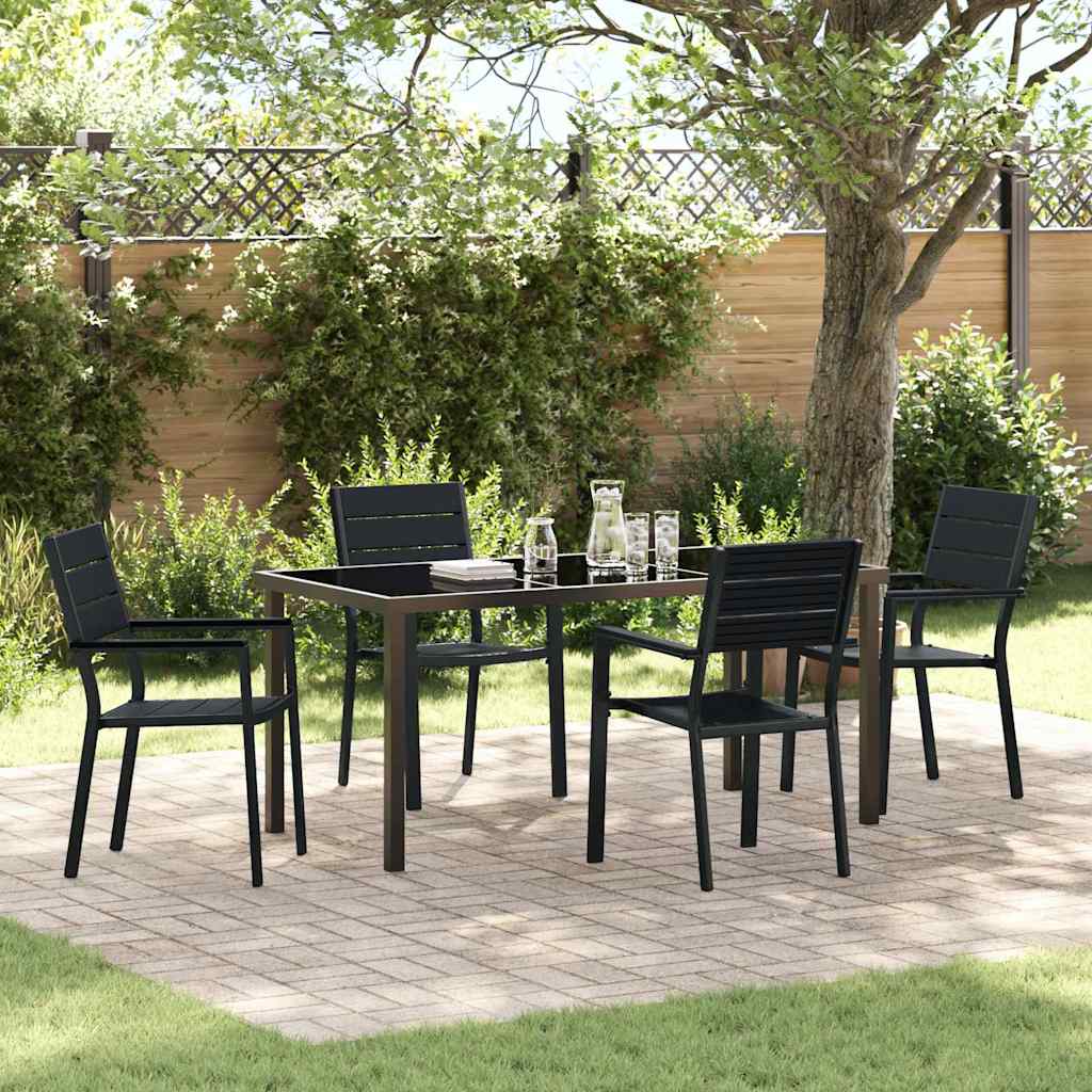 Garten Essgruppe 5 pcs Schwarz Pulverbeschichteter Stahl