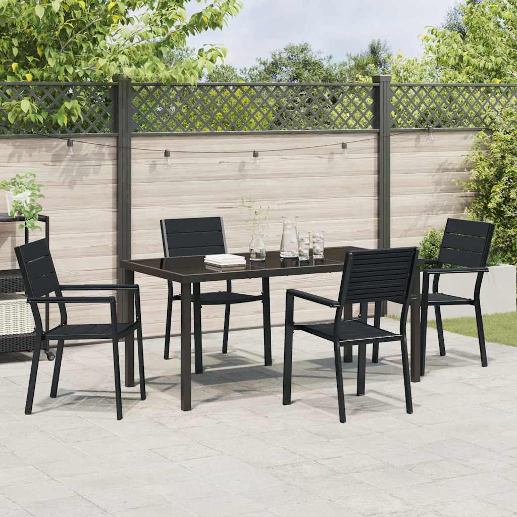 Garten Essgruppe 5 pcs Schwarz Pulverbeschichteter Stahl