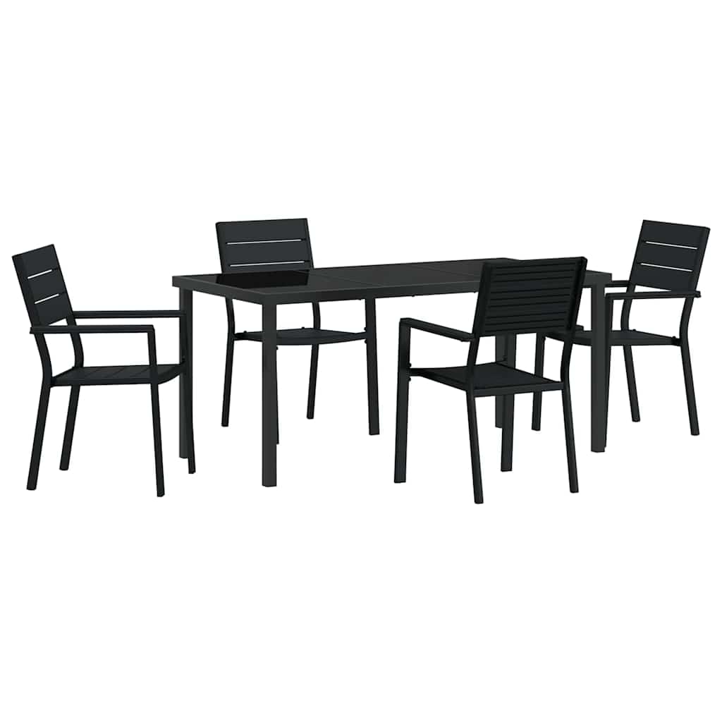 Garten Essgruppe 5 pcs Schwarz Pulverbeschichteter Stahl