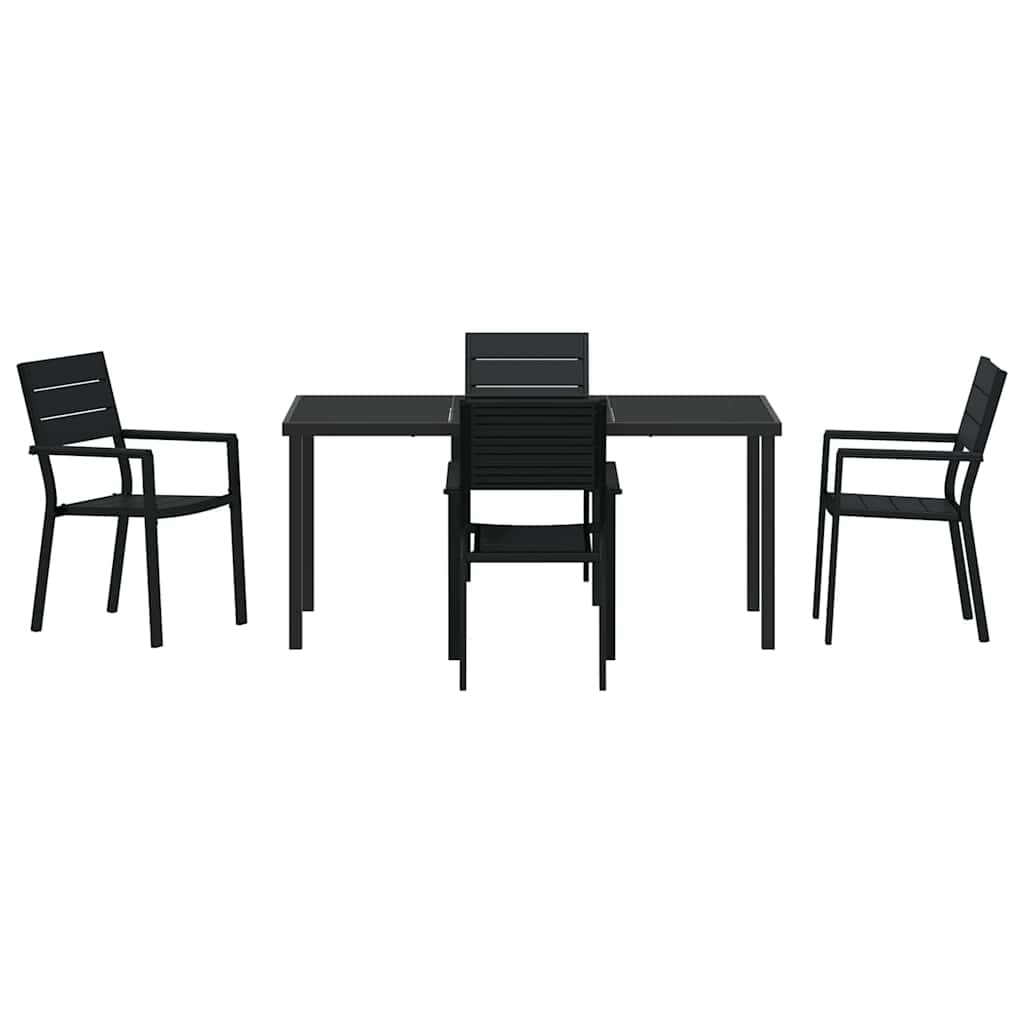 Garten Essgruppe 5 pcs Schwarz Pulverbeschichteter Stahl