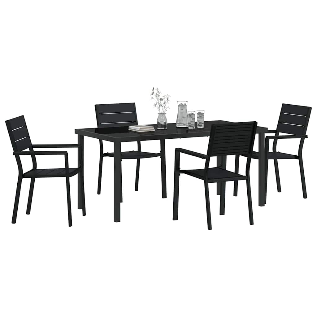 Garten Essgruppe 5 pcs Schwarz Pulverbeschichteter Stahl
