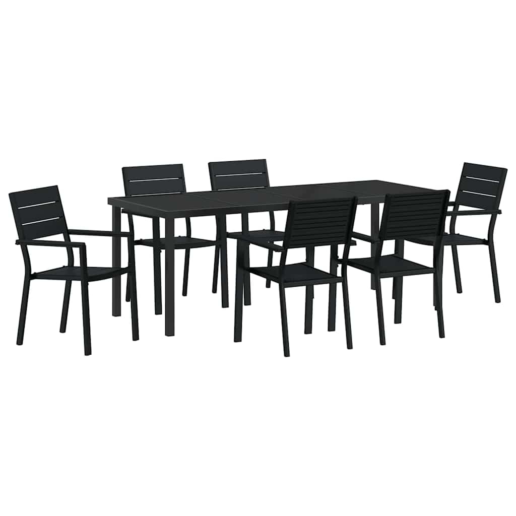 Garten Essgruppe 7 pcs Schwarz Pulverbeschichteter Stahl