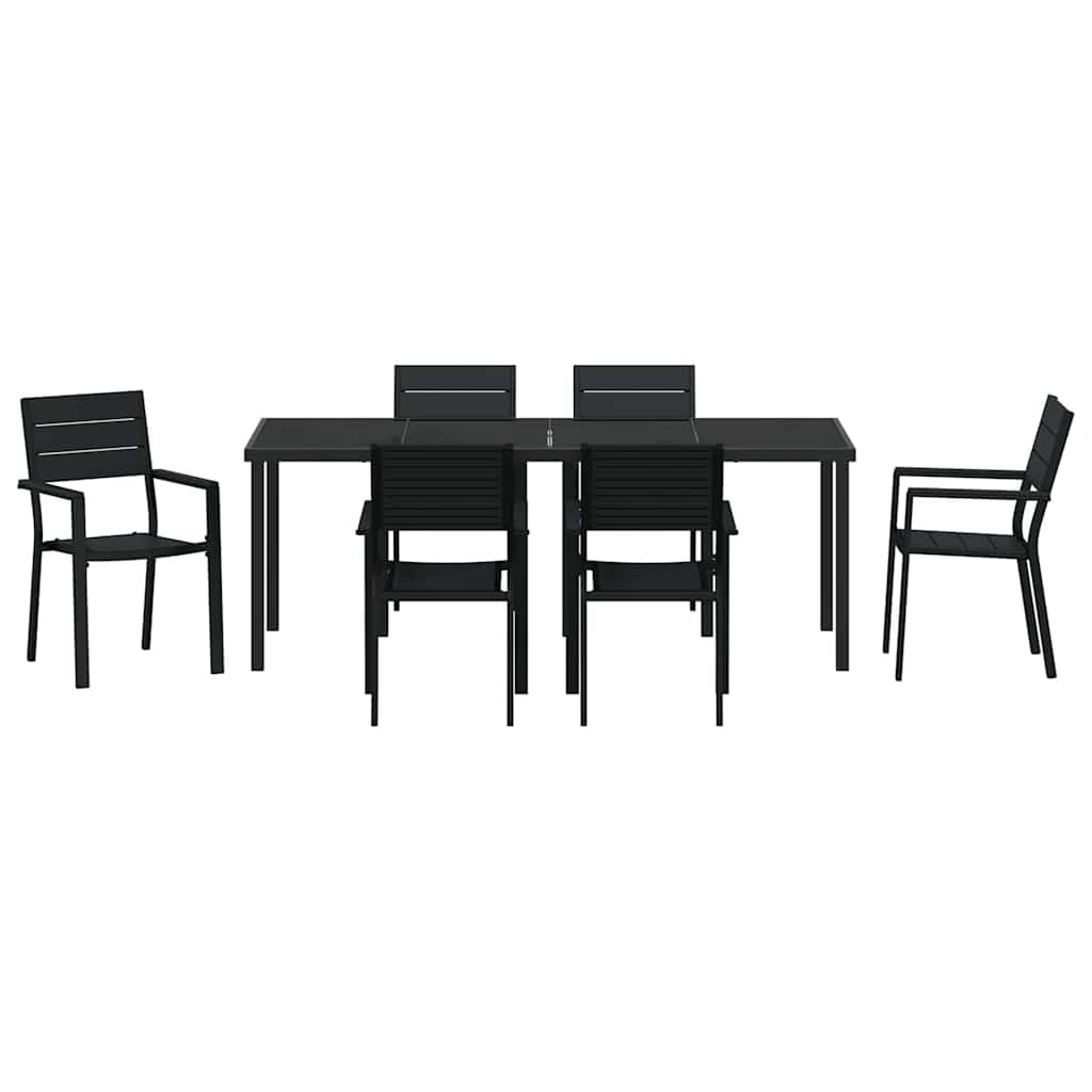 Garten Essgruppe 7 pcs Schwarz Pulverbeschichteter Stahl
