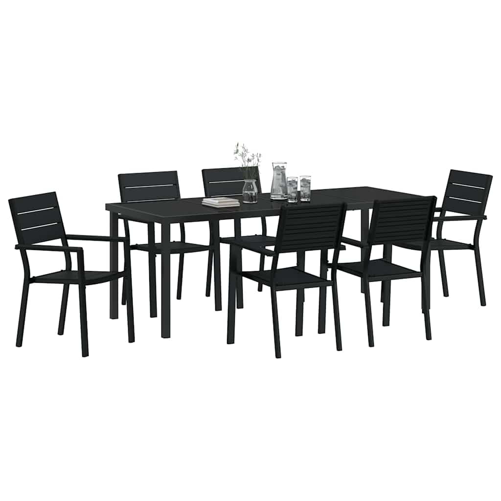 Garten Essgruppe 7 pcs Schwarz Pulverbeschichteter Stahl