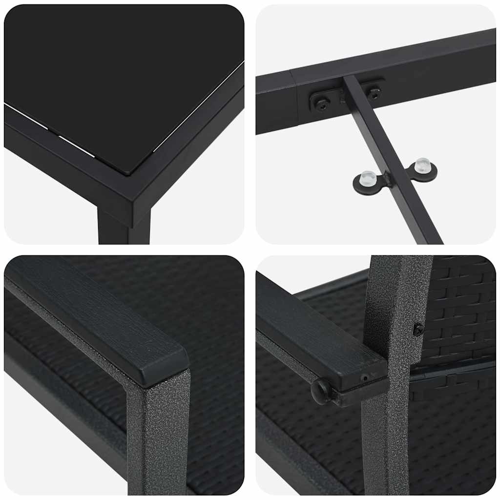 Garten Essgruppe 3 pcs Schwarz Pulverbeschichteter Stahl