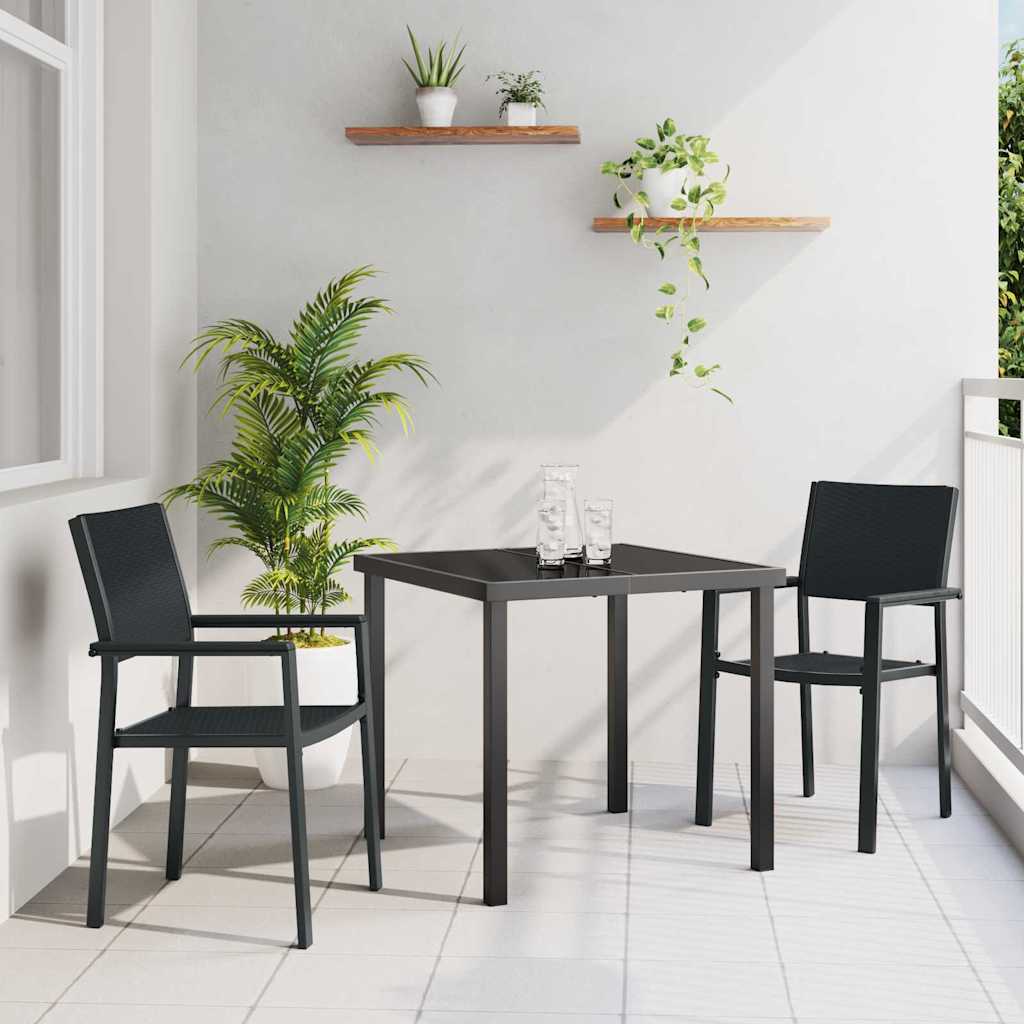Garten Essgruppe 3 pcs Schwarz Pulverbeschichteter Stahl