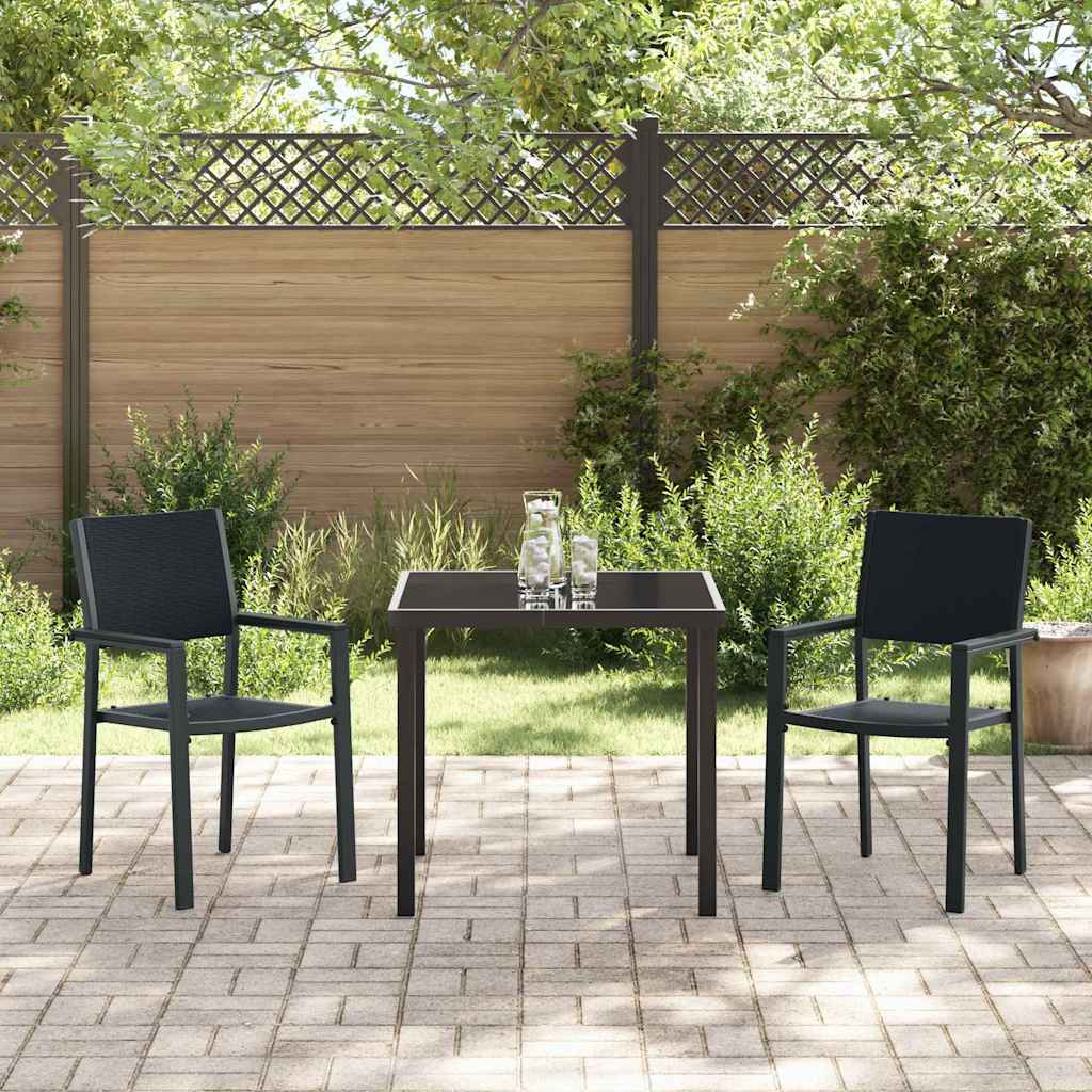 Garten Essgruppe 3 pcs Schwarz Pulverbeschichteter Stahl