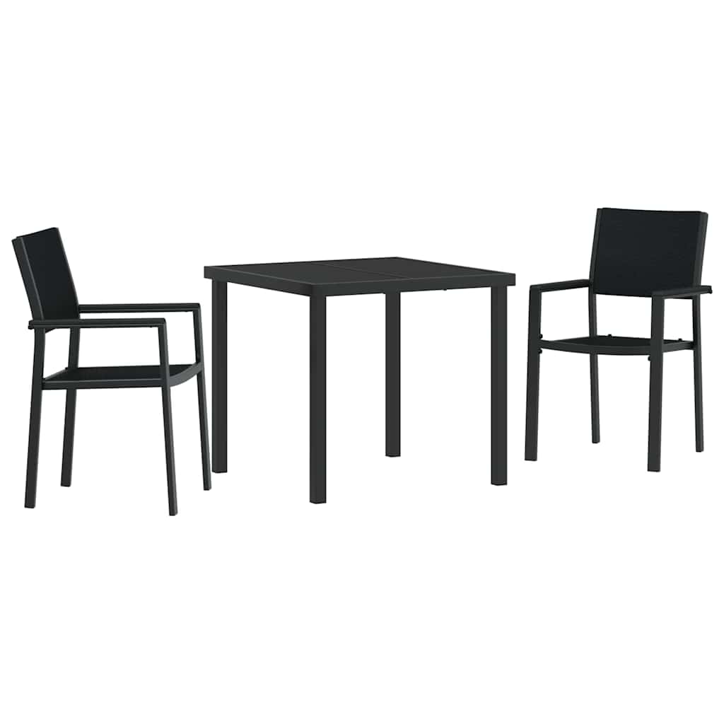 Garten Essgruppe 3 pcs Schwarz Pulverbeschichteter Stahl