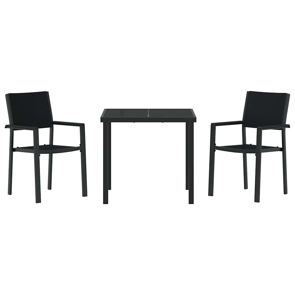 Garten Essgruppe 3 pcs Schwarz Pulverbeschichteter Stahl