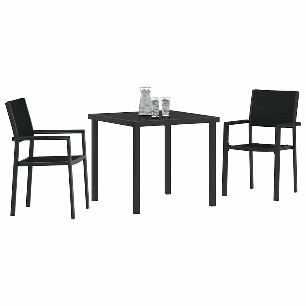 Garten Essgruppe 3 pcs Schwarz Pulverbeschichteter Stahl