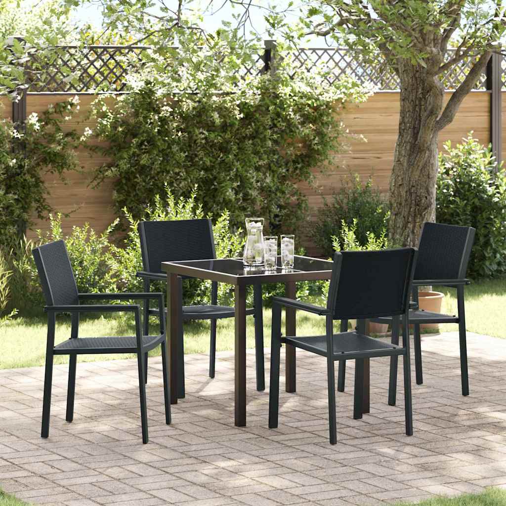 Garten Essgruppe 5 pcs Schwarz Pulverbeschichteter Stahl