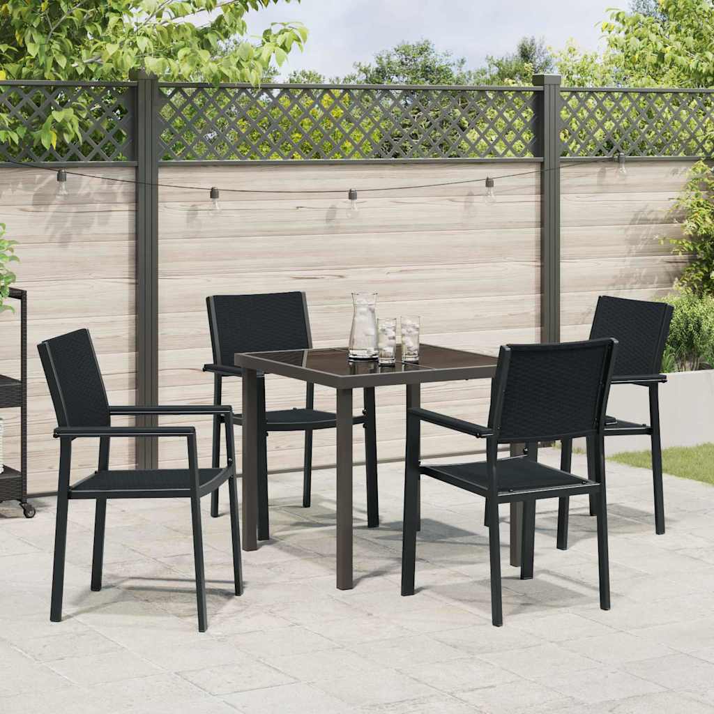 Garten Essgruppe 5 pcs Schwarz Pulverbeschichteter Stahl