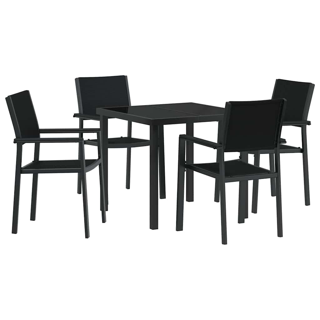 Garten Essgruppe 5 pcs Schwarz Pulverbeschichteter Stahl