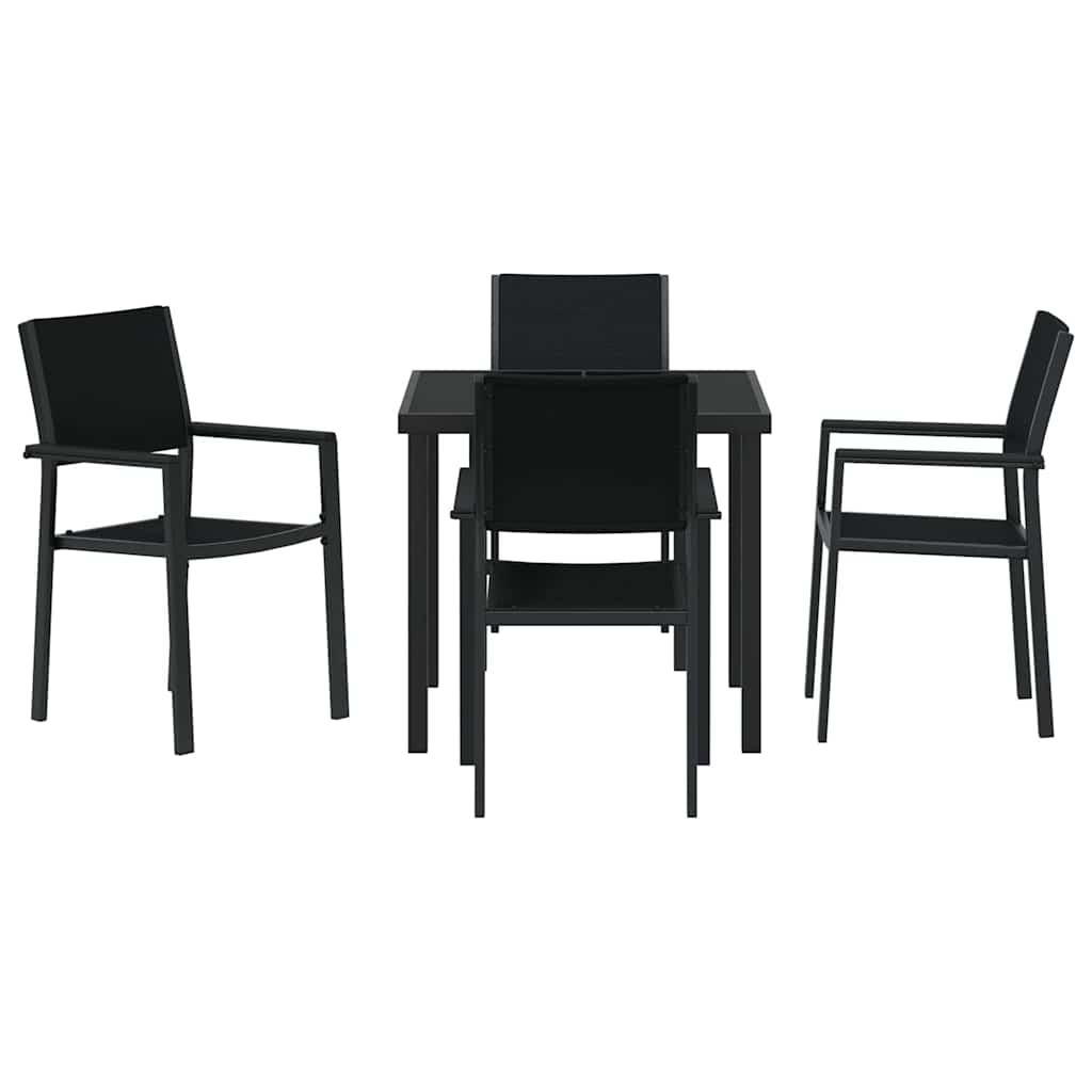 Garten Essgruppe 5 pcs Schwarz Pulverbeschichteter Stahl