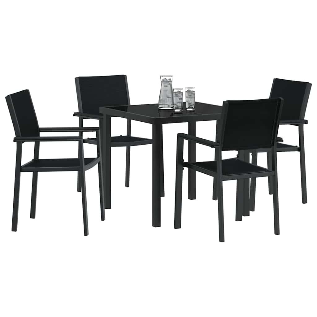 Garten Essgruppe 5 pcs Schwarz Pulverbeschichteter Stahl
