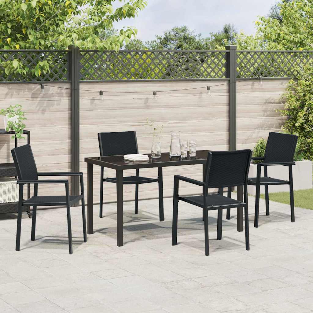 Garten Essgruppe 5 pcs Schwarz Pulverbeschichteter Stahl