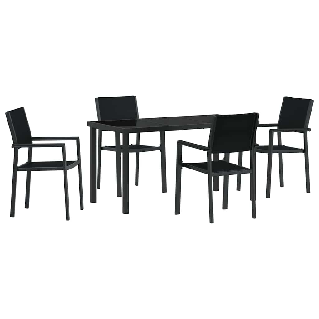 Garten Essgruppe 5 pcs Schwarz Pulverbeschichteter Stahl