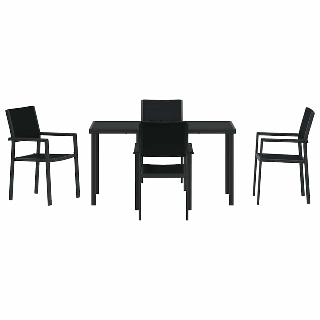 Garten Essgruppe 5 pcs Schwarz Pulverbeschichteter Stahl