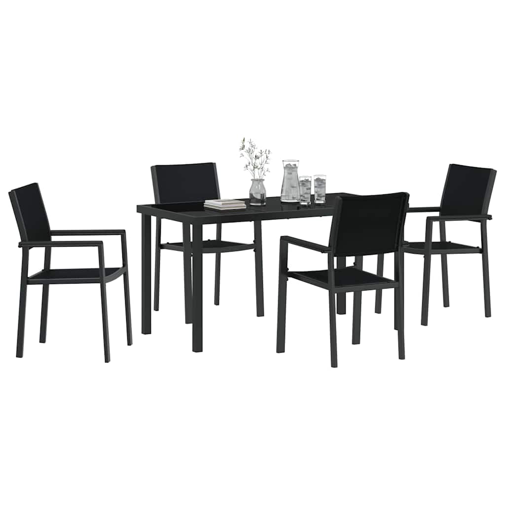 Garten Essgruppe 5 pcs Schwarz Pulverbeschichteter Stahl