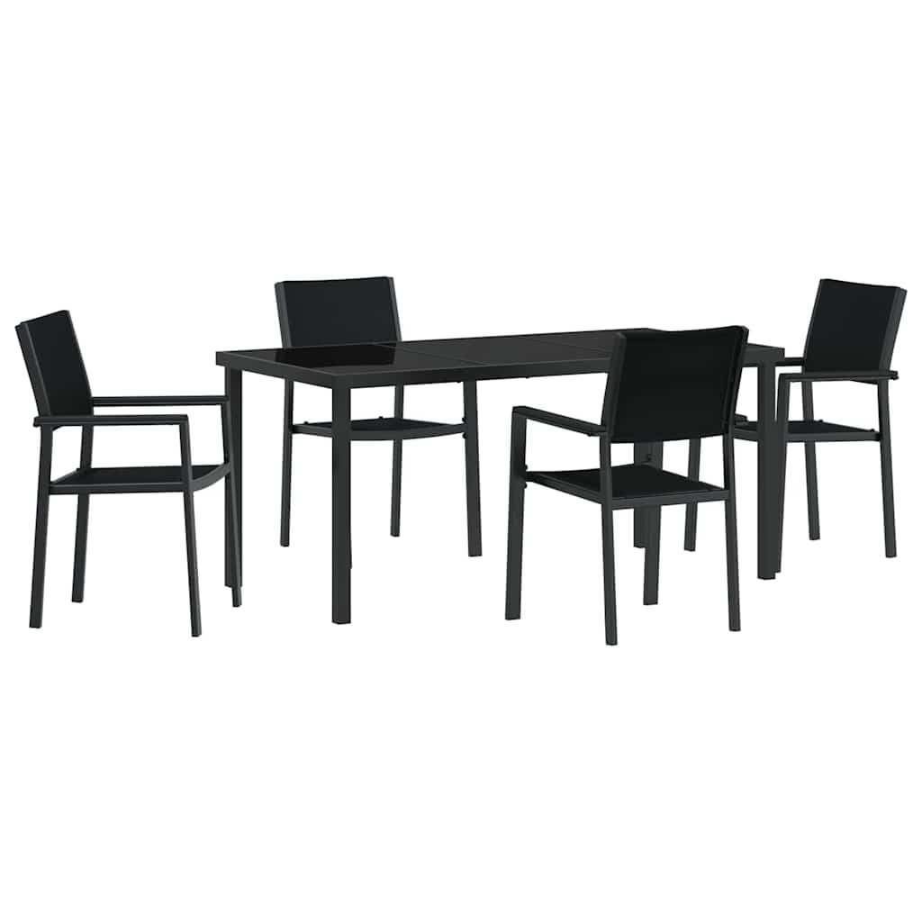 Garten Essgruppe 5 pcs Schwarz Pulverbeschichteter Stahl